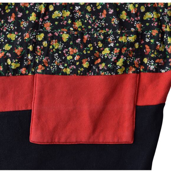 Zara Black and Red Striped Floral Oversized Sweatshirt With Pockets Size Small - Picture 3 of 5